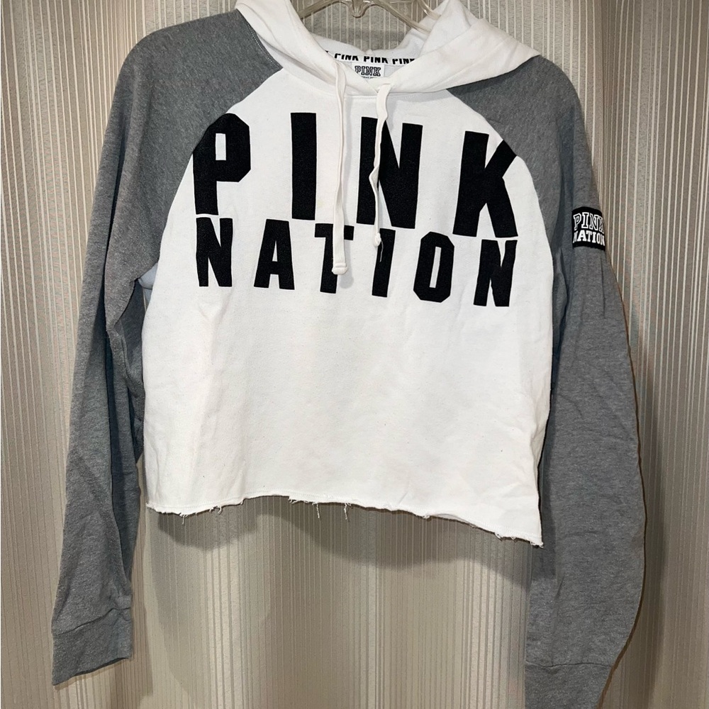 Victoria's Secret Pink White and Gray Hoodie